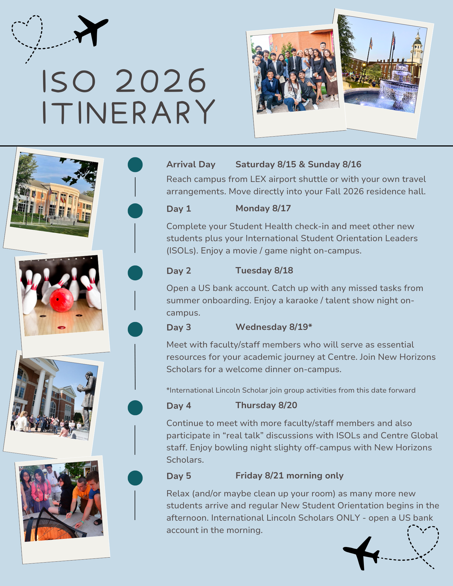 ISO 2026 Itinerary - weekly